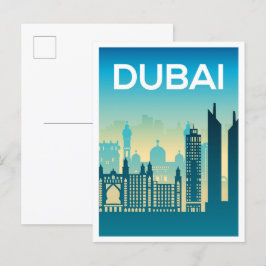 Dubai Uni Arab Emirates Art Travel Illustration Vykort