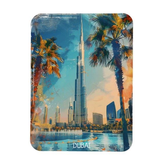 Dubai United Arab Emirates Burj Khalifa Cityscape Magnet (Vertikal)