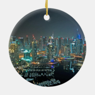 Dubai United Arab Emirates horisont på natten Julgransprydnad Keramik