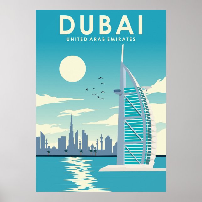 Dubai United Arab Emirates Travel Illustration  Poster (Framsidan)