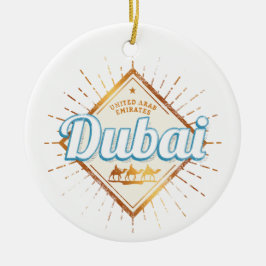Dubai United Arab Emirates Vintage UAE Souvenir Julgransprydnad Keramik
