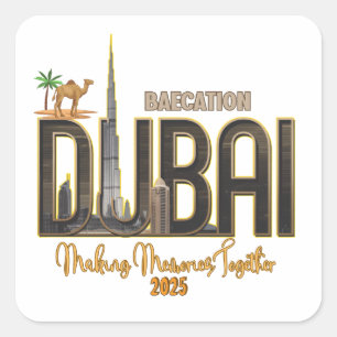 Dubai Vacation Capture the Magic of Your Äventyr Fyrkantigt Klistermärke