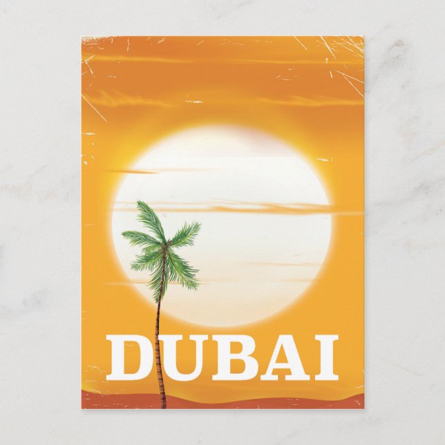 Dubai vintage-stil semesterplakat vykort (Framsida)