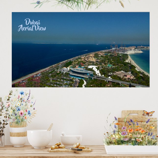 Dubai's Greenery Desert Sea Aerial Bird's Öga View Poster (Dubai's Greenery Desert Sea Aerial Bird's Eye View PosterDubai's Greenery Desert Sea Aerial Bird's E)