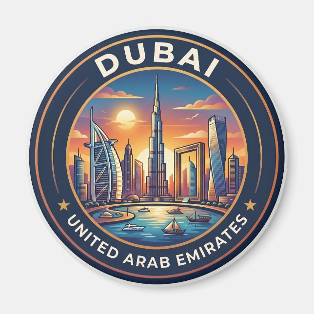 Dubais siluett Förenade Arabemiraten Magnet (Framsidan)