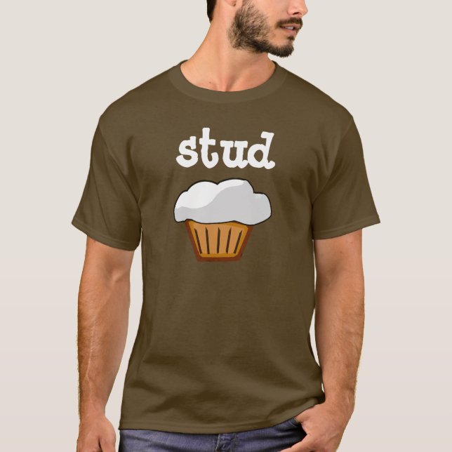 Dubba muffinen, choklad - bruntet och vitrolig t shirt (Framsida)