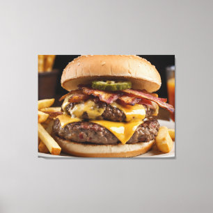 Dubbel Bacon Cheeseburgare Canvastryck