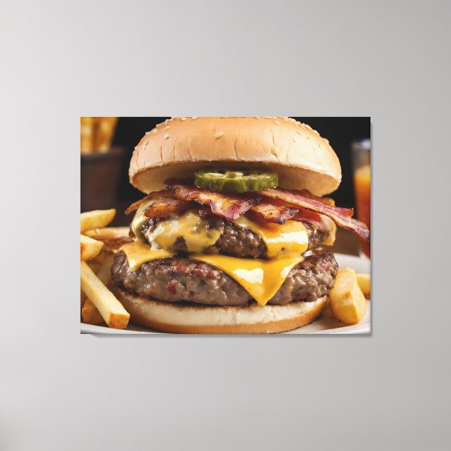 Dubbel Bacon Cheeseburgare Canvastryck (Framsida)