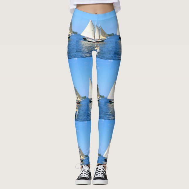 dubbel blå vit segelskola leggings (Framsida)