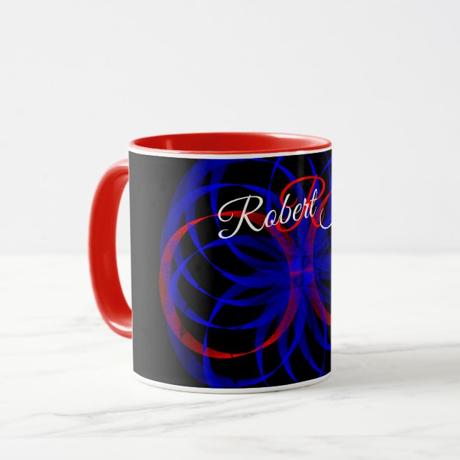 Dubbel blåbärsfärg geometrisk kaffekopp (Framsida vänster)