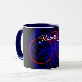 Dubbel blåbärsfärgad geometrisk kaffemugg