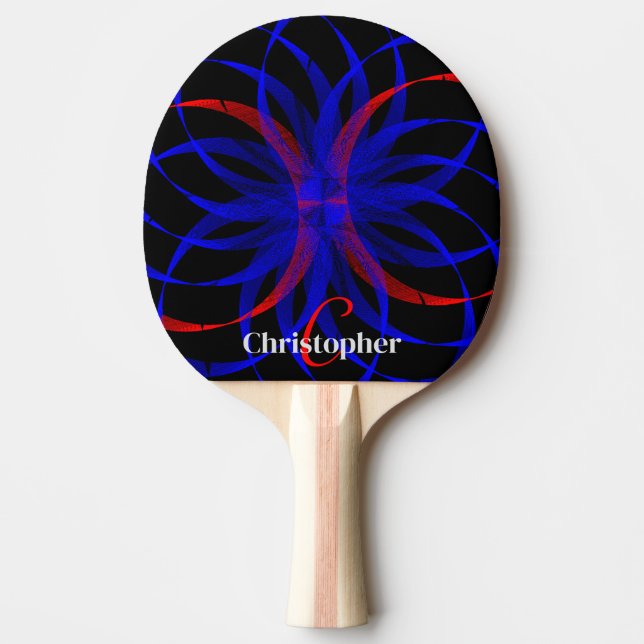 Dubbel blåbärsfärgad geometrisk pingisracket (Framsidan)