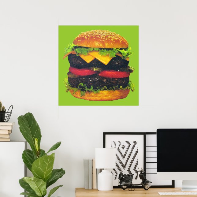 Dubbel Deluxe Hamburger med Ost Poster (Hemmakontoret)