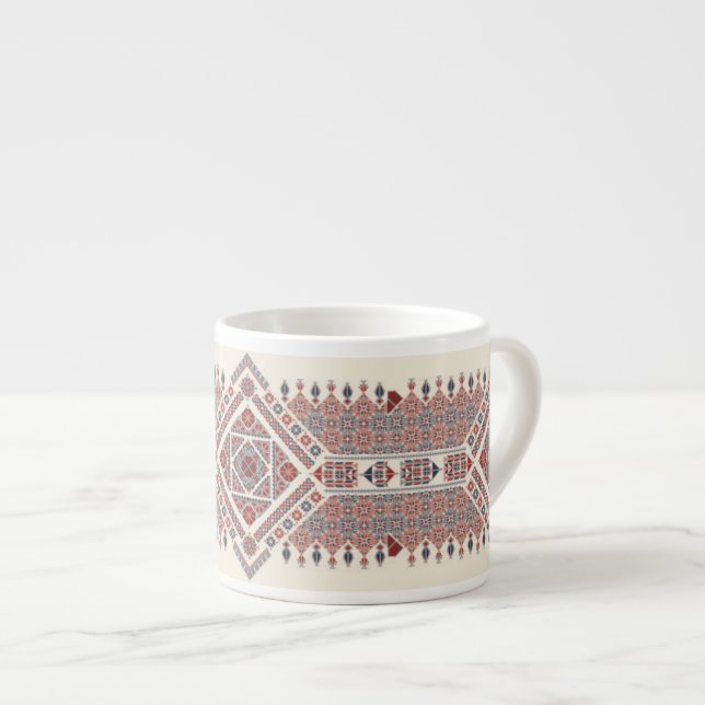Dubbel diamant Palestinian Tatreez Expresso-mugg Espressomugg (Framsida höger)