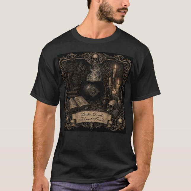 Dubbel Dubbel Häxgryta T Shirt (Framsida)