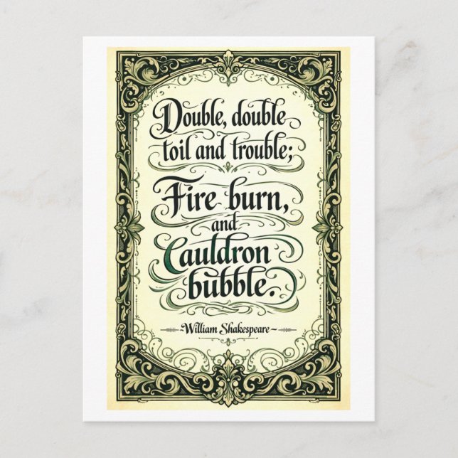 "Dubbel Dubbel Plågor och Elände" Shakespeare Vykort (Framsida)