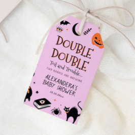 Dubbel Dubbel Tvillingar Halloween Baby Shower För Presentetikett