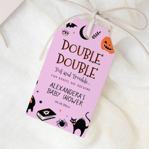 Dubbel Dubbel Tvillingar Halloween Baby Shower För Presentetikett