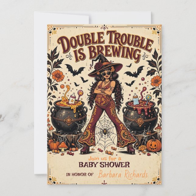 Dubbel Dumhet Bryggs Halloween-tvillingar  Inbjudningar (Framsida)
