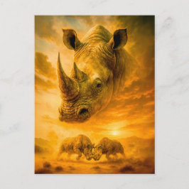 Dubbel exponering Porträtt av Vit Noshörning Helg Vykort