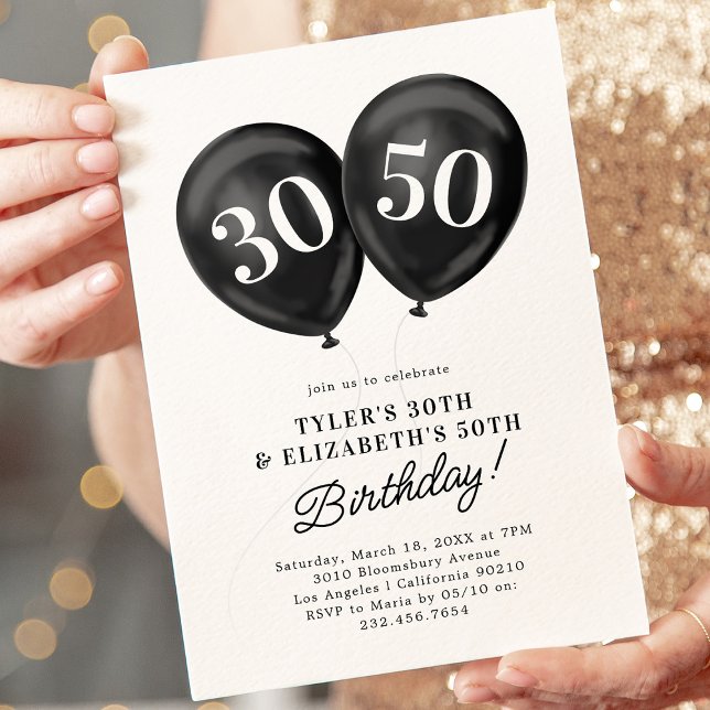 Dubbel firande Födelsedagsfest för två personer Inbjudningar (Skapare uppladdad)