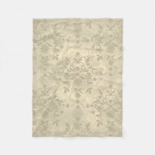 Dubbel Floral Damask Neutral Varm Kräm Tan Fleecefilt