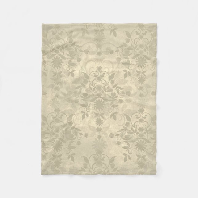Dubbel Floral Damask Neutral Varm Kräm Tan Fleecefilt (Framsidan)