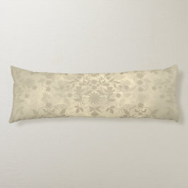 Dubbel Floral Damask Neutral Varm Kräm Tan Kroppskudde
