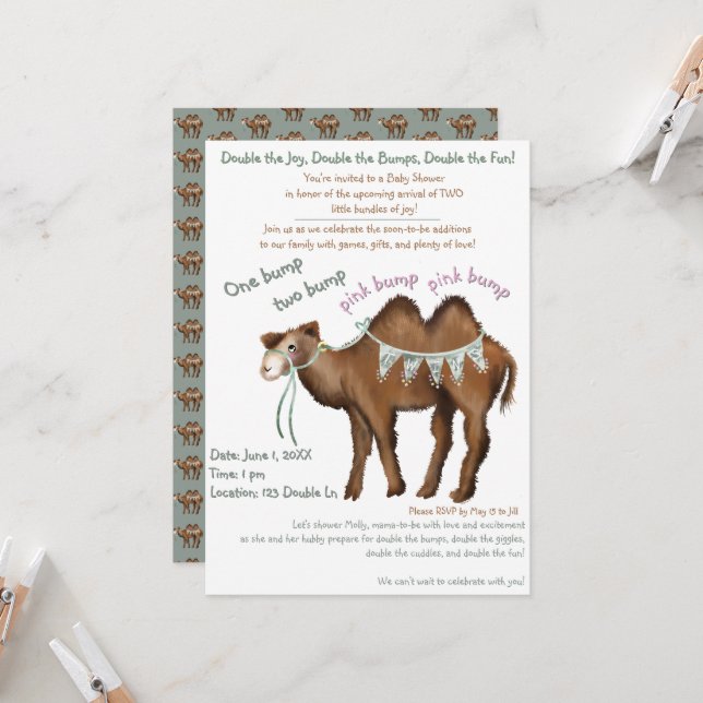 Dubbel glädje, dubbel kärlek inbjudningar (Fram/Back In Situ)