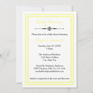 Dubbel gul trimning - Baby Shower-inbjudan Inbjudningar