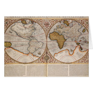 Dubbel halvklotvärldskarta, 1587 hälsningskort