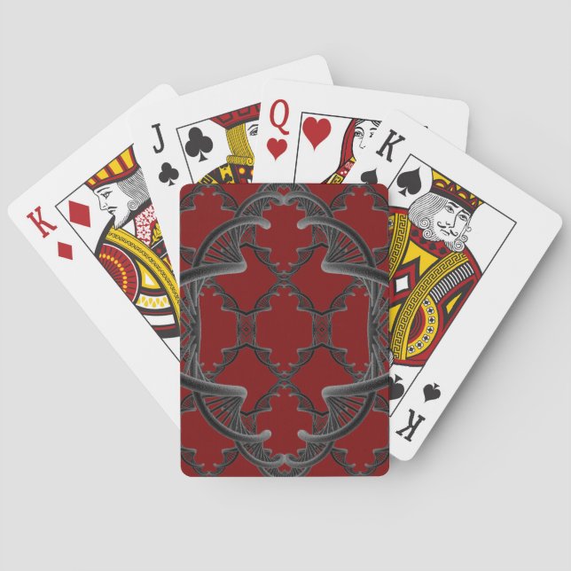 Dubbel helix-design. Svart på mörkröd Casinokort (Baksidan)