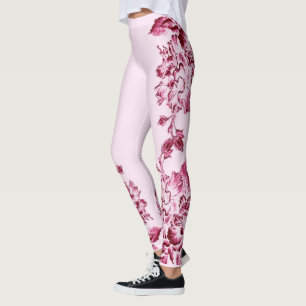 Dubbel Hibiskus Rosa på Ljust Rosa Leggings