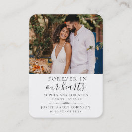 Dubbel Ledset Minnes- Begravnings- Foto- Bönkort Visitkort