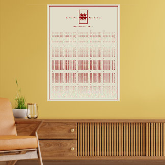 Dubbel Lycka 囍 Kinesisk Bröllopsplatskarta Poster