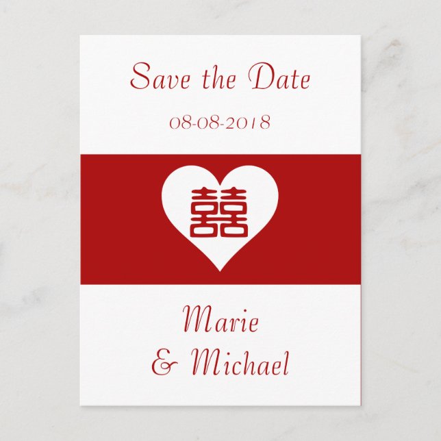 Dubbel Lycka - Djärkt Rött Hjärta Meddelande Vykort (Framsida)