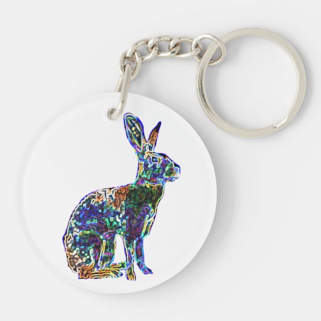 Dubbel lycklig för fengshui för Hare | keychain (Baksidan)