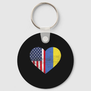 Dubbel Medborgarskap Usa Ukraina Hjärta Amerikansk Nyckelring