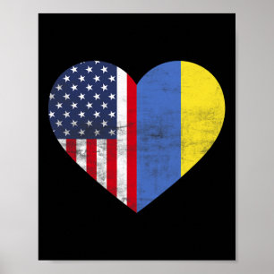 Dubbel Medborgarskap Usa Ukraina Hjärta Amerikansk Poster