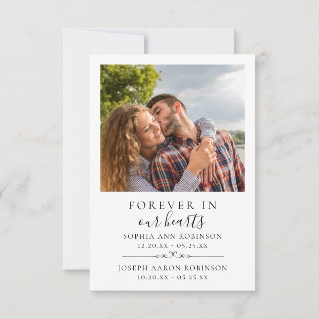 Dubbel minnesbild Begravningskort för bön (Framsida)