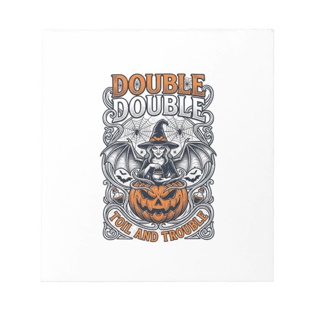 Dubbel möda besvär Häxa Pumpa Halloween Spindelnät Anteckningsblock (Framsida)