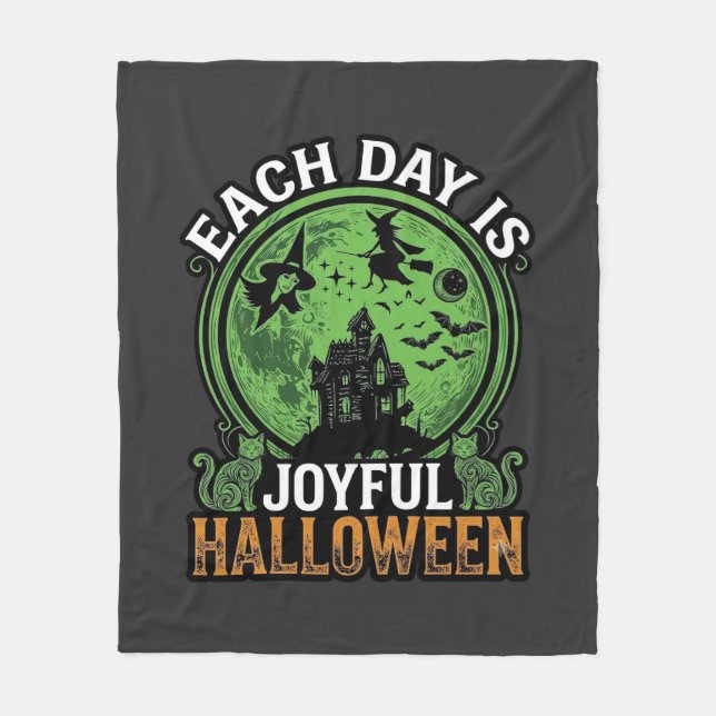 Dubbel möda besvär Häxa Pumpa Halloween Spindelnät Fleecefilt (Framsidan)