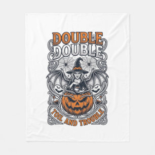 Dubbel möda besvär Häxa Pumpa Halloween Spindelnät Fleecefilt