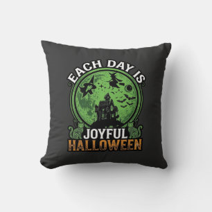 Dubbel möda besvär häxa pumpa Halloween spindelnät Kudde
