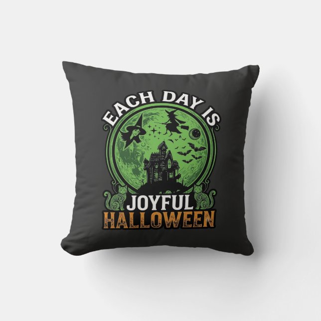 Dubbel möda besvär häxa pumpa Halloween spindelnät Kudde (Framsida)