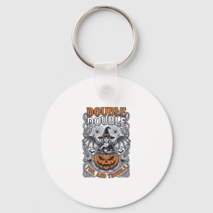 Dubbel möda besvär Häxa Pumpa Halloween Spindelnät Nyckelring