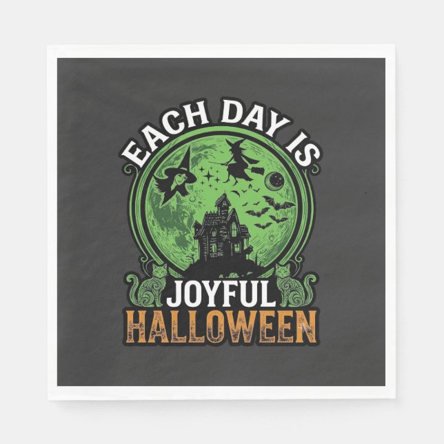 Dubbel möda besvär häxa pumpa Halloween spindelnät Pappersservett (Framsidan)