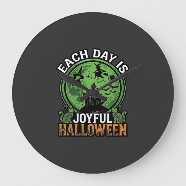 Dubbel möda besvär häxa pumpa Halloween spindelnät Stor Klocka (Framsida)