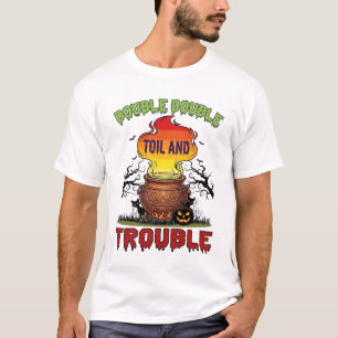Dubbel möda besvär Kittel Halloween Svart katt P T Shirt