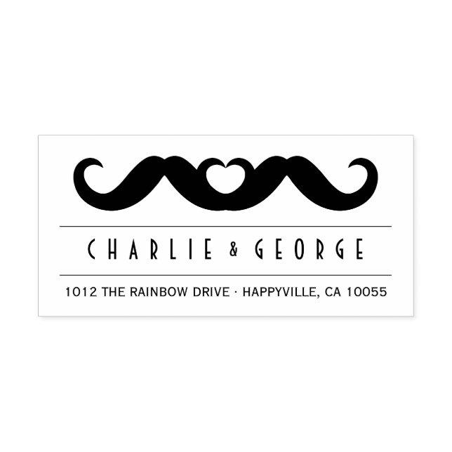 Dubbel Mustasch Kärlek Gay Bröllop Självbläckande  Självfärgande Stämpel (Design)